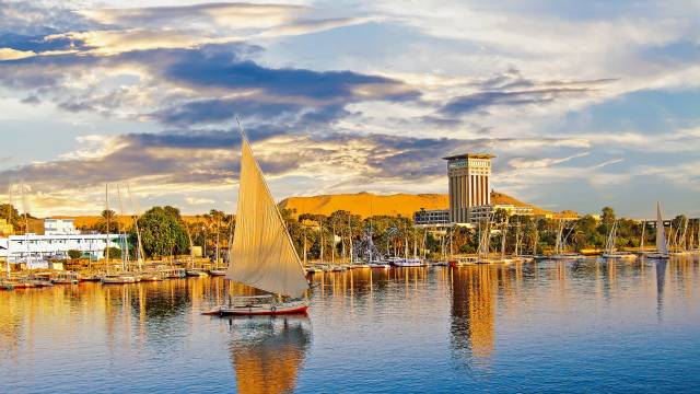 Felucca sailboat in Luxor on the River Nile, Egpyt