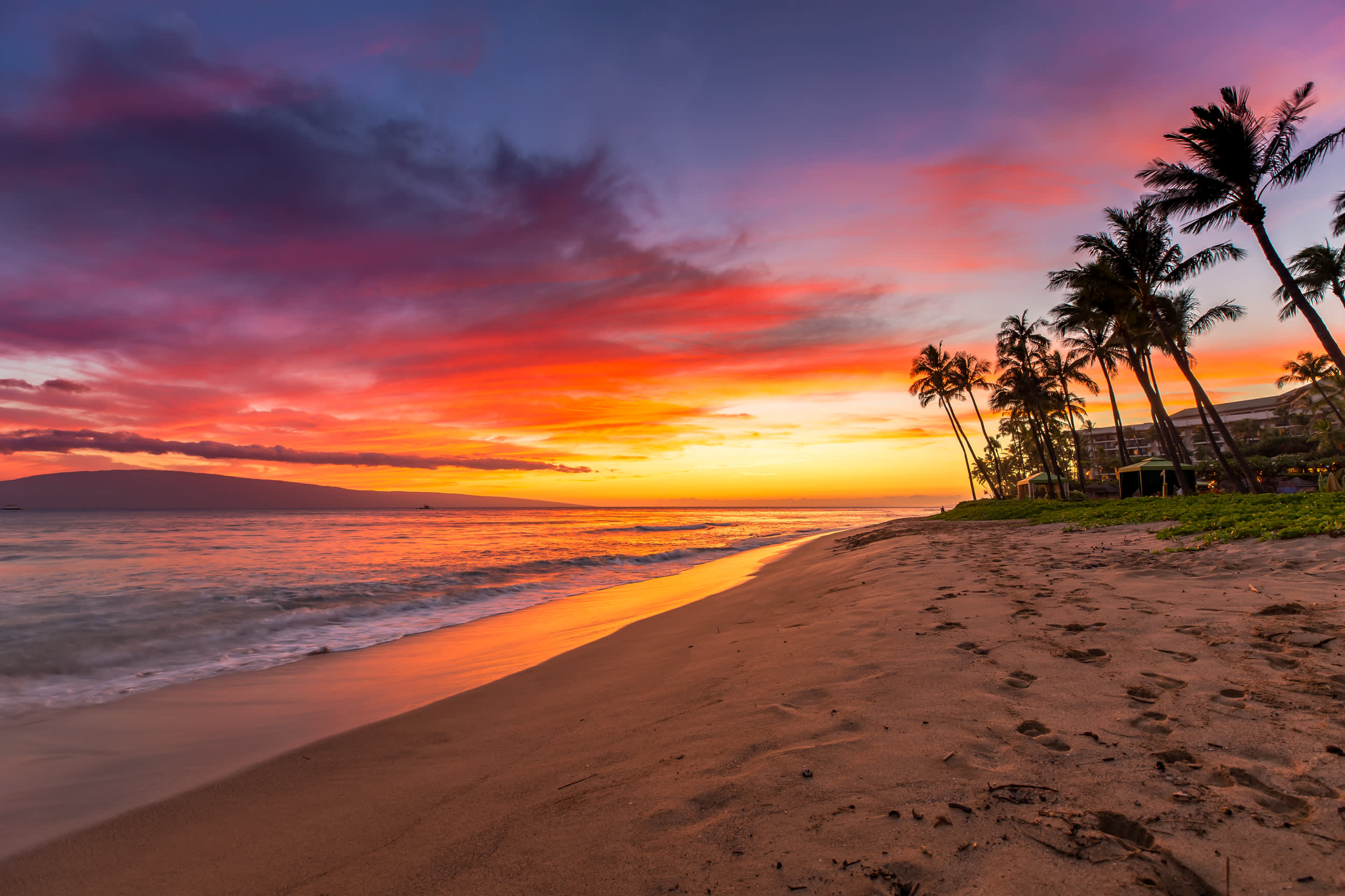 Kaanapali Beach on Maui at Sunset