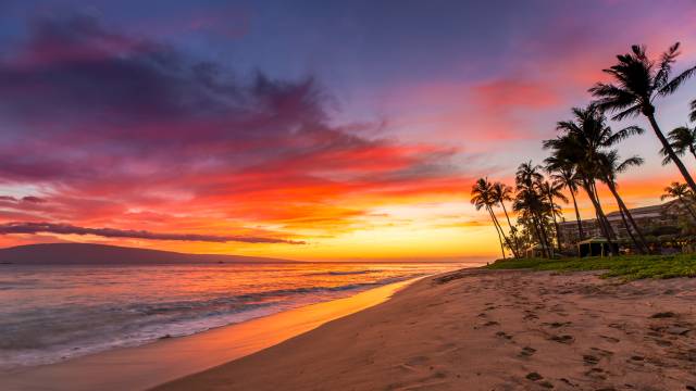 Kaanapali Beach on Maui at Sunset