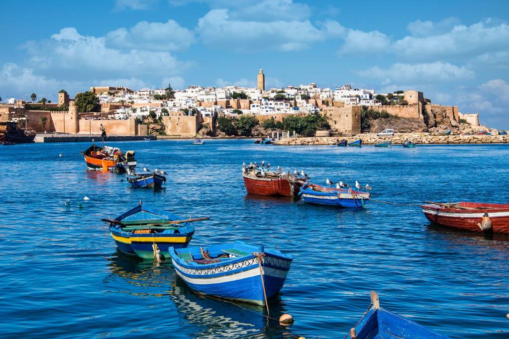 Blue boats in Essaouira