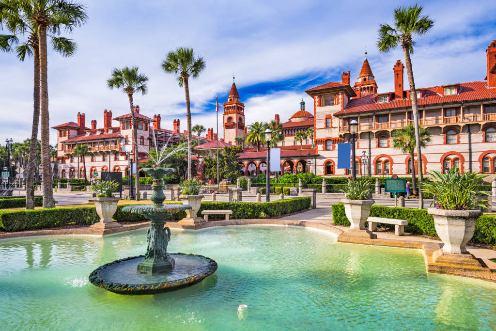 St Augustine Florida USA Town Square And Fountain