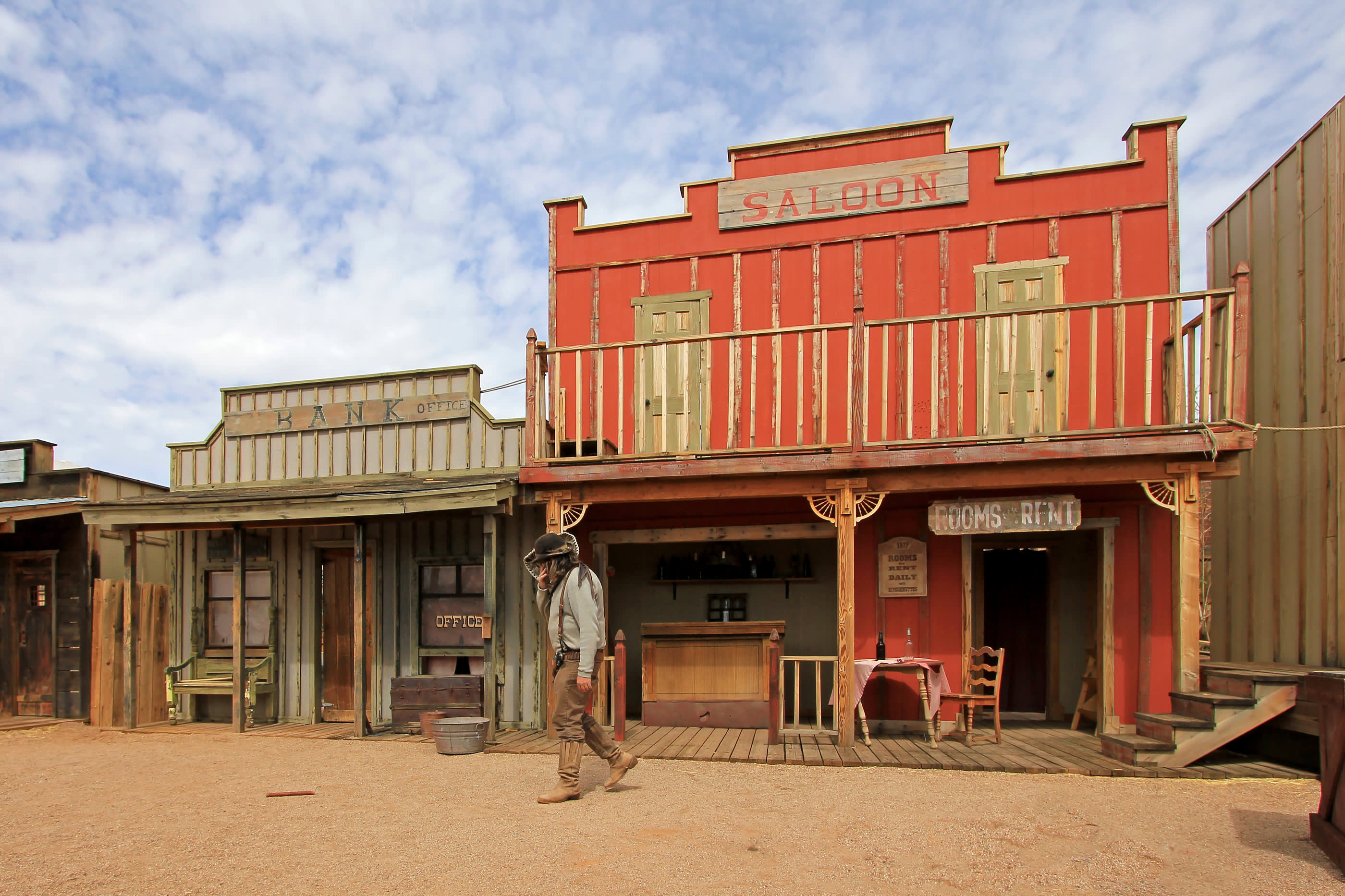 Western houses on the stage of the O.K. Corral gunfight in Tombstone Arizona USA