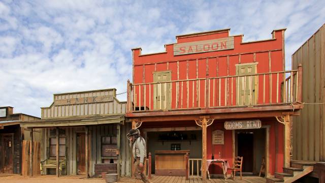 Western houses on the stage of the O.K. Corral gunfight in Tombstone Arizona USA