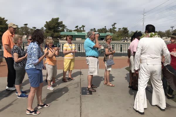 YMT Guests with Elvis Impersonator Las Vegas NV Golden California Tour 